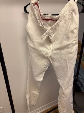 Men's White Linen Chinos - Lightweight Casual Trousers